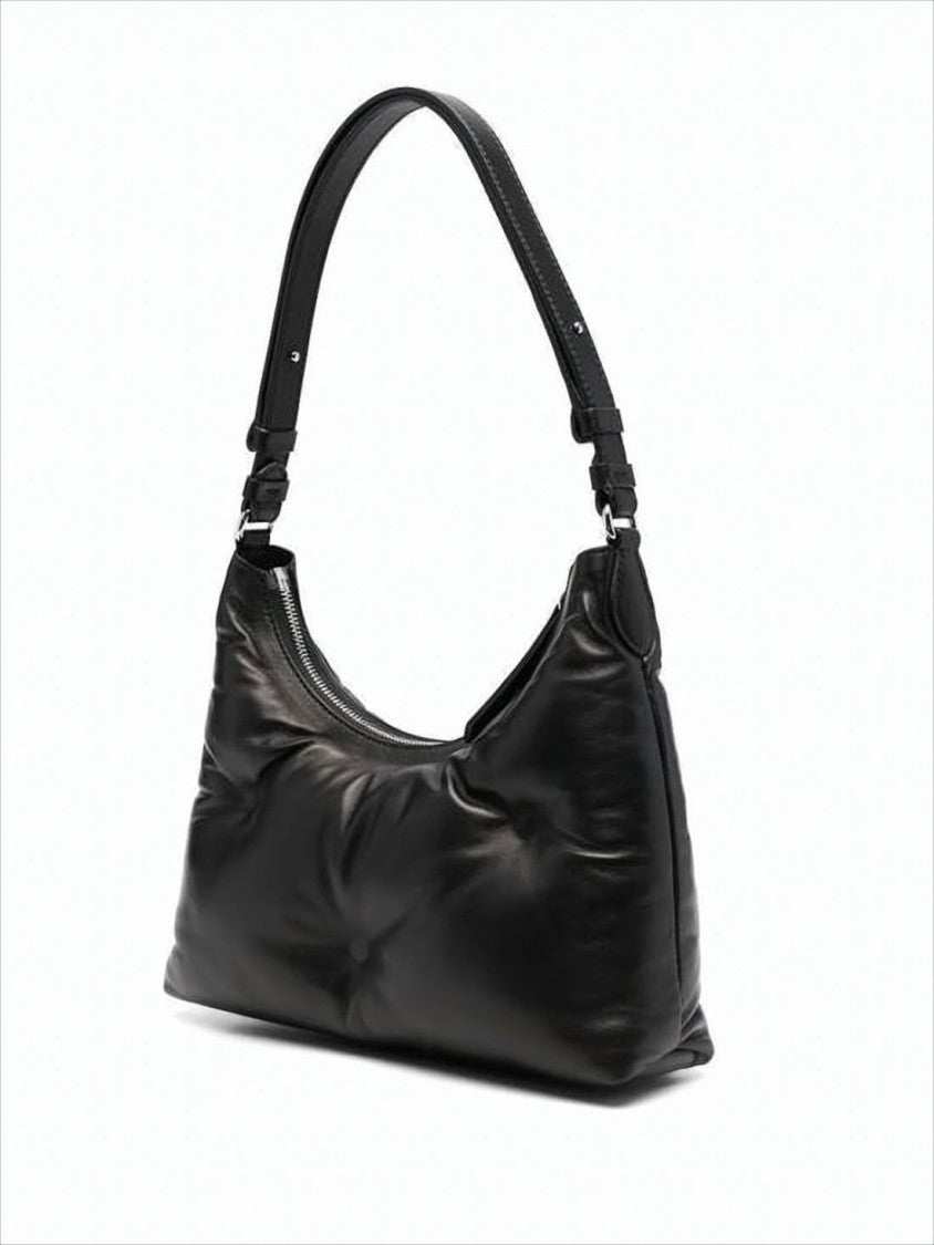 Maison Margiela Soft Padded Black Leather Tote Bag With Adjustable Strap