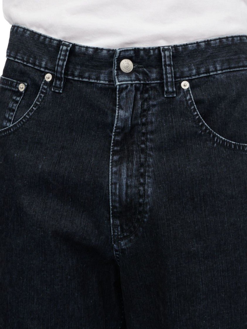 Mm6 By Maison Margiela Wide Leg Black Denim Jeans With Classic Five-Pocket Design