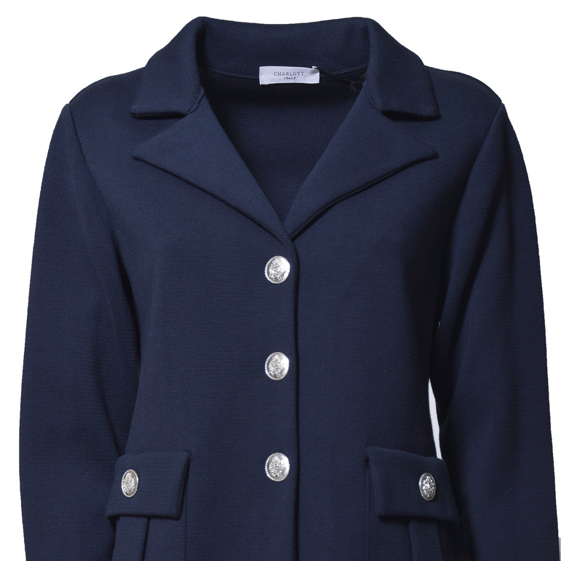 Charlott Blue Cotton Knit Midi Coat
