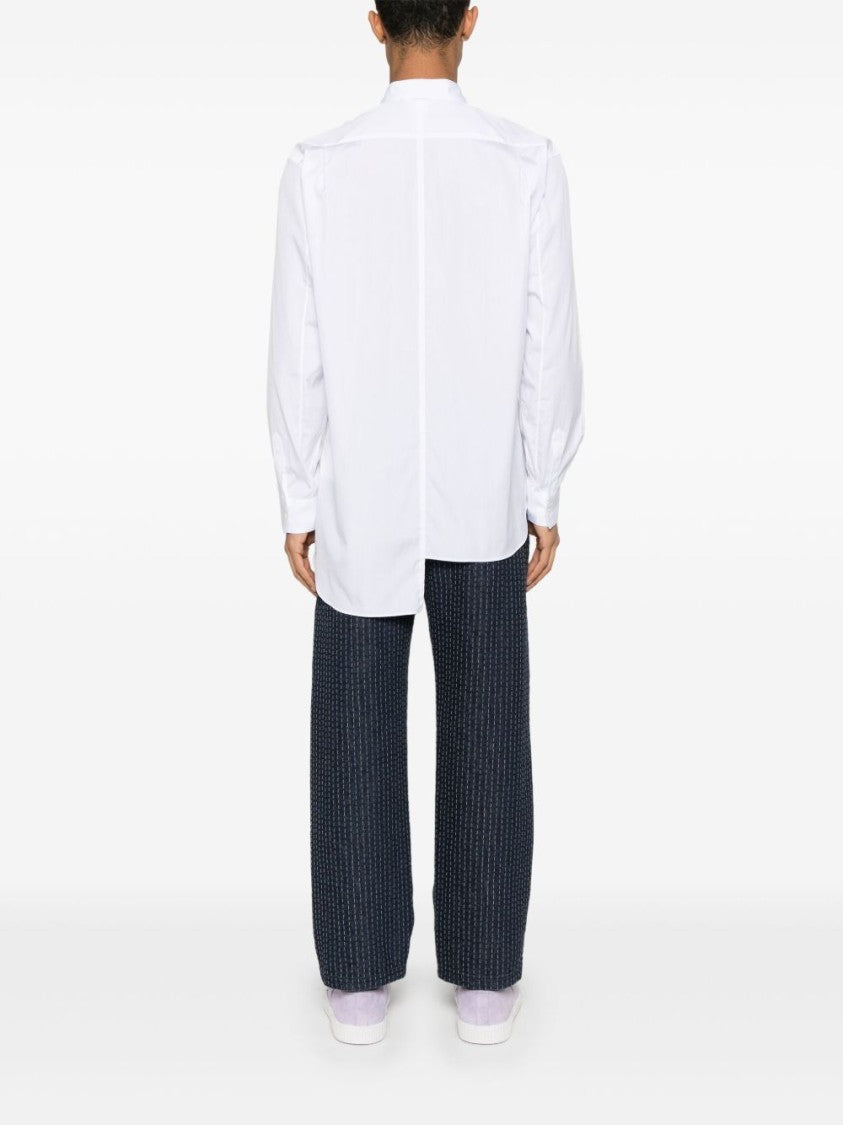 Comme Des Garçons Classic White Shirt With Plaid Mickey Mouse Patch