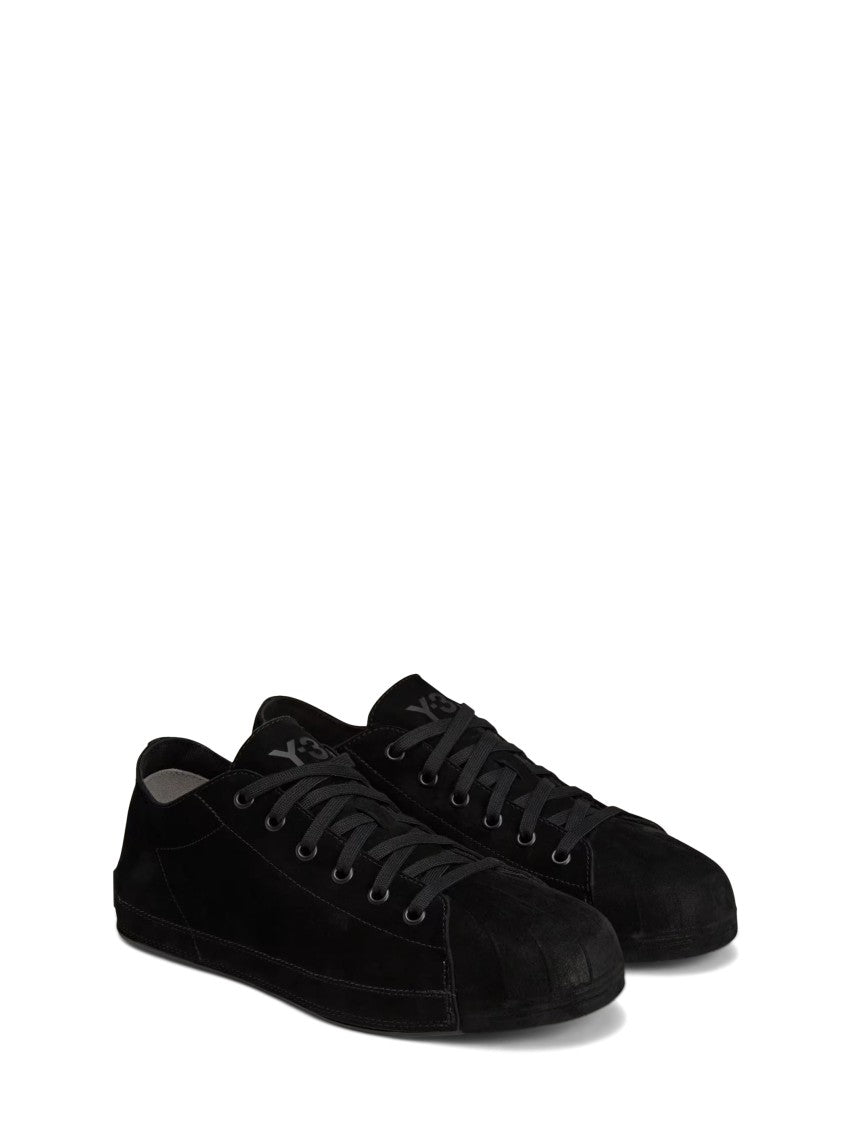 Y-3 Smooth Black Leather Sneakers With Suede Finish