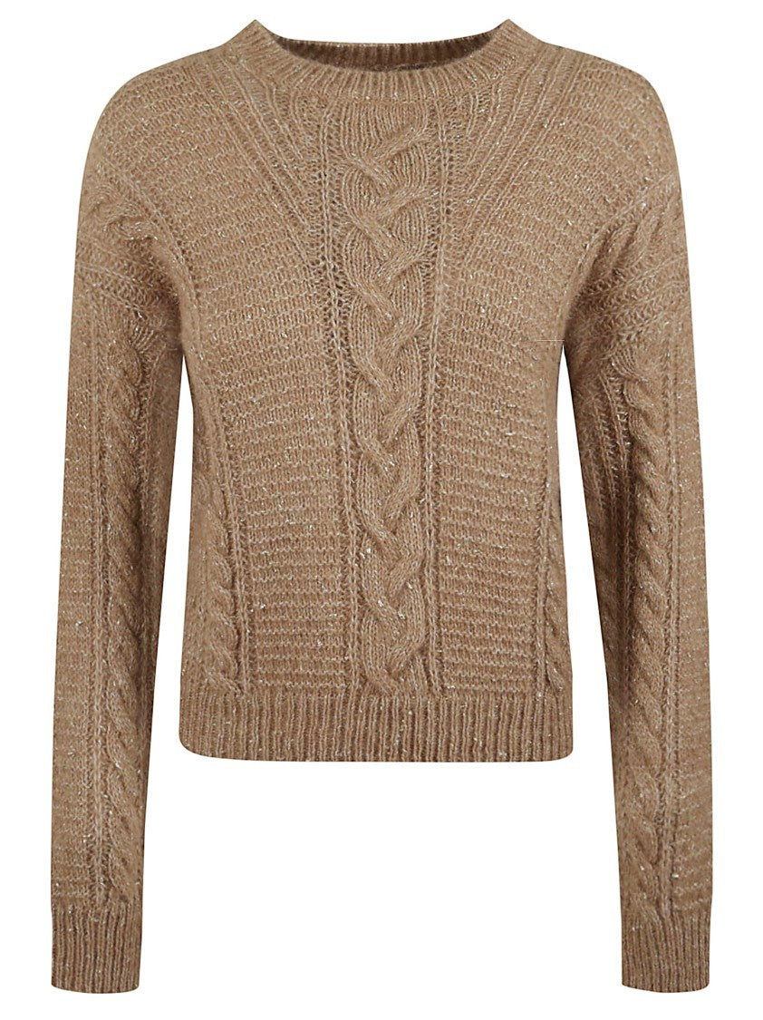 Max Mara Camel Alpaca Blend Sweater With Lurex Accents