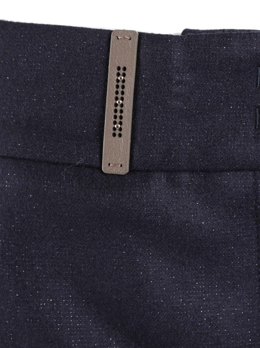 Peserico Tailored Blue Wide-Leg Trousers With Subtle Shimmer