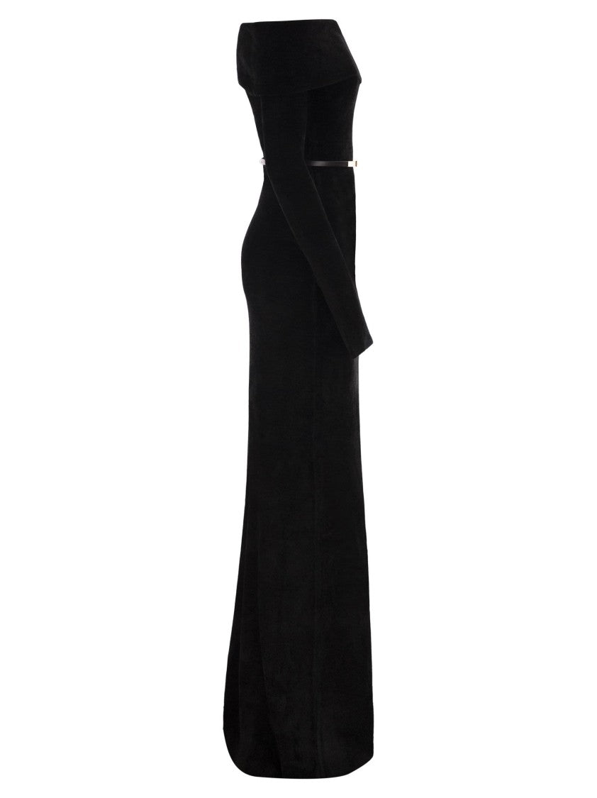 Elisabetta Franchi Red Carpet Chenille Dress With Belt