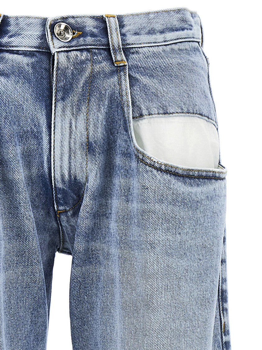 Maison Margiela Blue Cotton Denim Side Cuts Jeans
