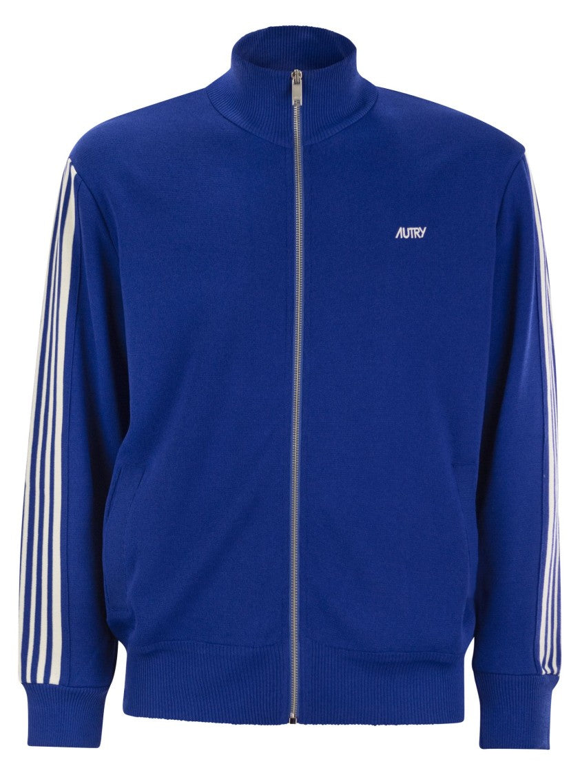 Autry Knitted Tennis-Style Zip Sweatshirt