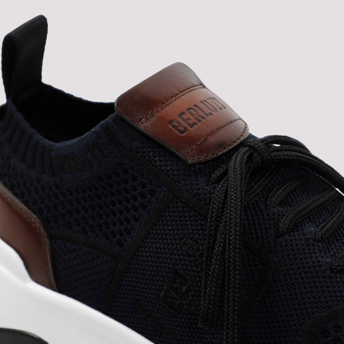 Berluti Blue Navy Textile Knit Sneakers