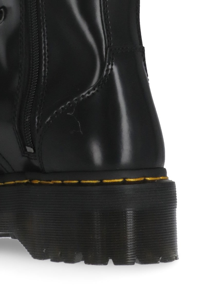 Dr. Martens Smooth Leather Platform Boots With Side Zip Closure