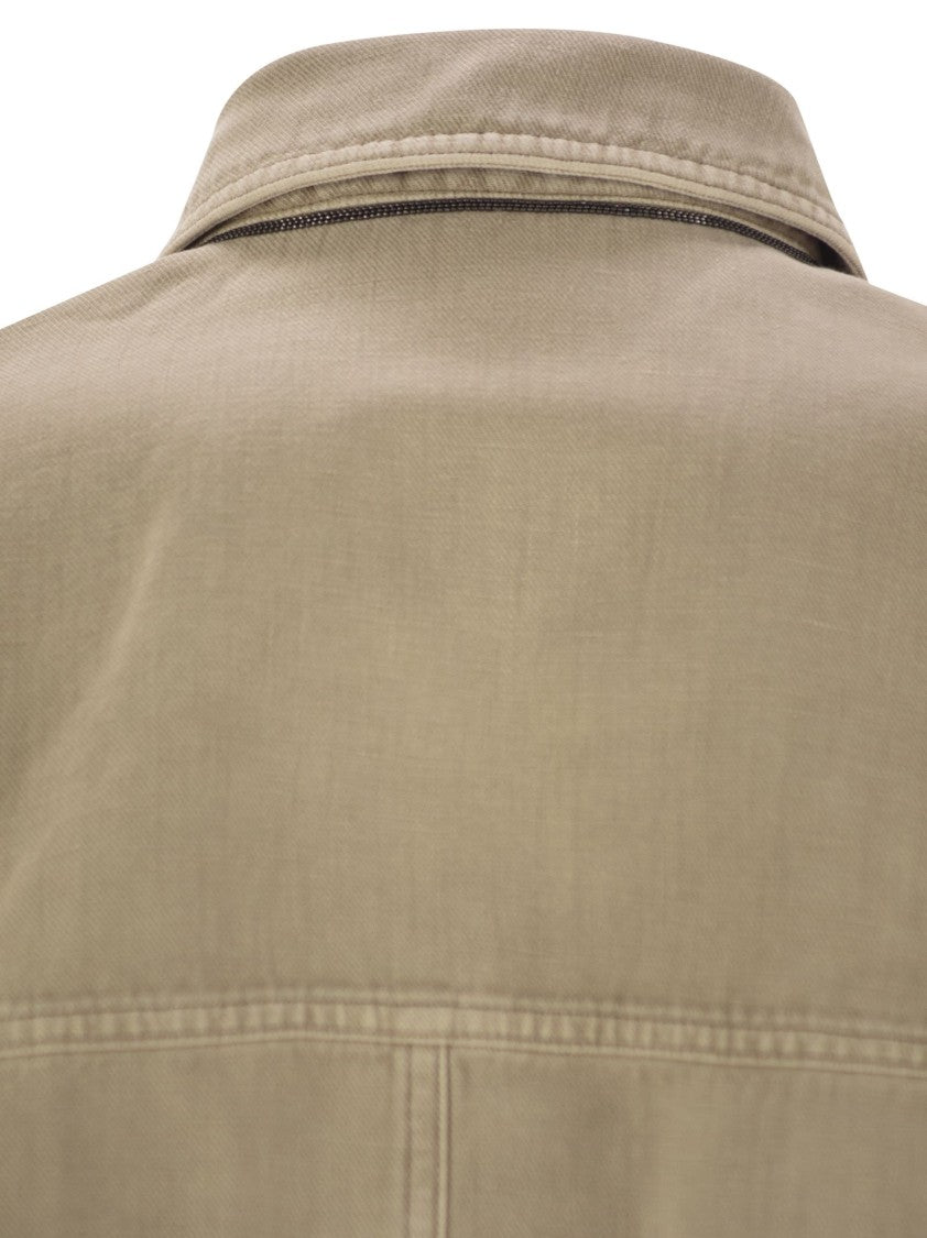 Brunello Cucinelli Four-Pocket Jacket In Garment-Dyed Cotton-Linen Cover-Up