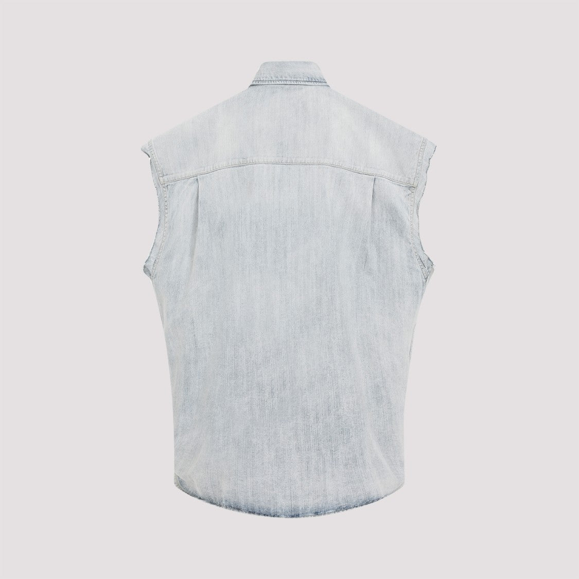 Balenciaga Ripped Sleeve Light Blue Cotton Shirt