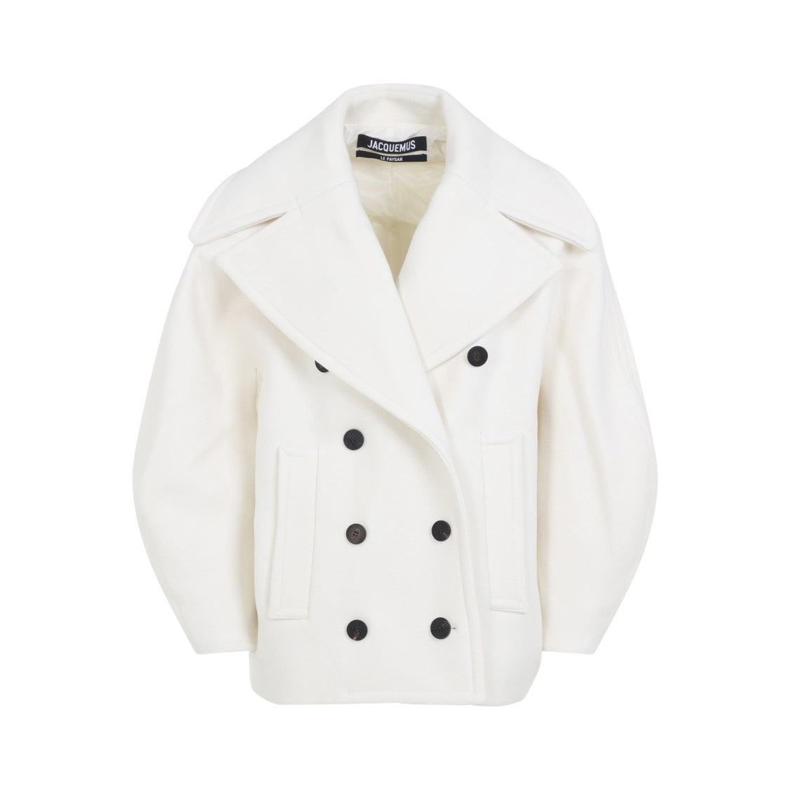 Jacquemus Le Caban Ovalo White Virgin Wool Coat