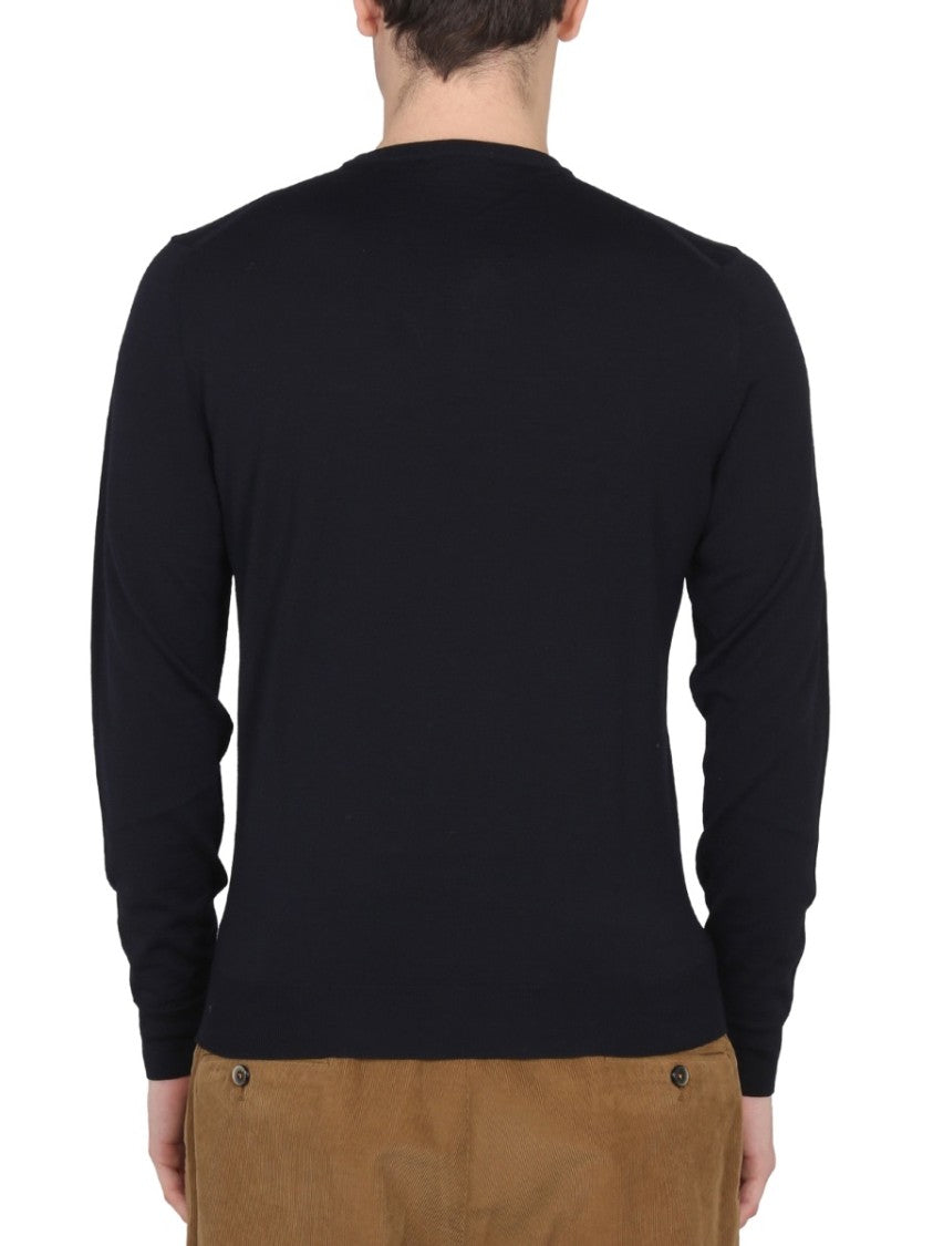 Drumohr Tailored Cross-Neck Wool Jersey With Ribbed Collar