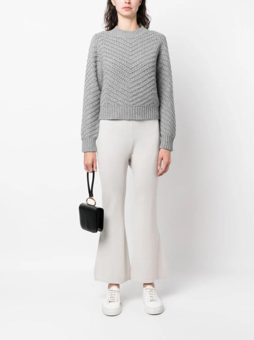 Fabiana Filippi Cashmere Knitwear With Textured Chevron Pattern And Cropped Fit