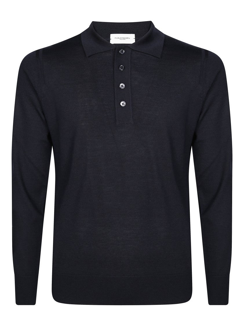 Paolo Pecora Long-Sleeve Polo Shirt With Four-Button Placket