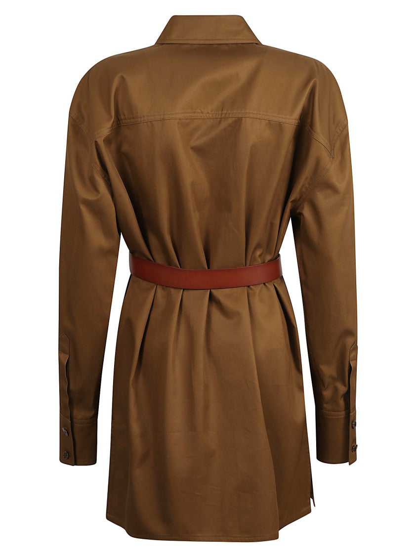 Saint Laurent Structured Button-Down Dress With Tailored Belt