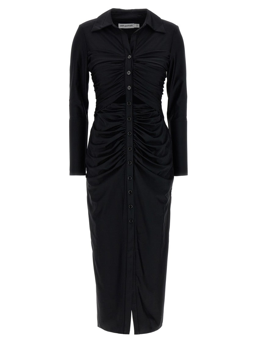 Self-Portrait 'Black Jersey Cut Out Midi' Dress