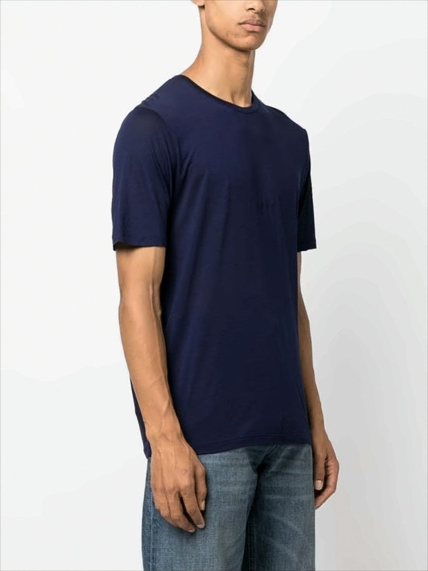 Saint Laurent Embroidered Logo Blue Rayon T-Shirt