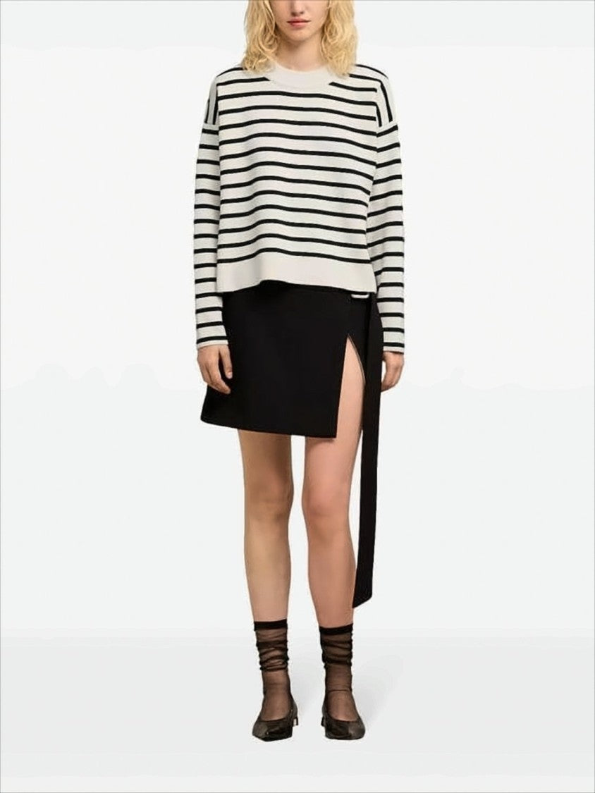 Ami Cropped Sweater With Classic Stripe Pattern