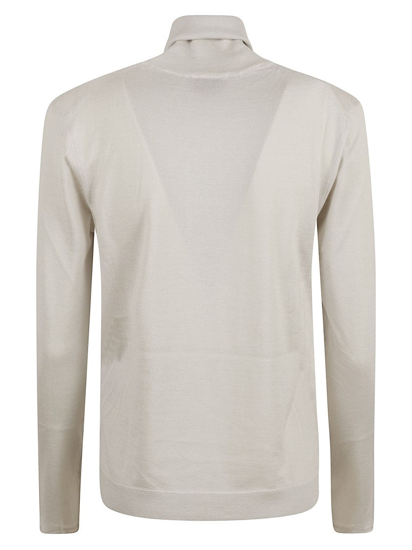 Tom Ford Fitted Silver Sweater With High Neckline