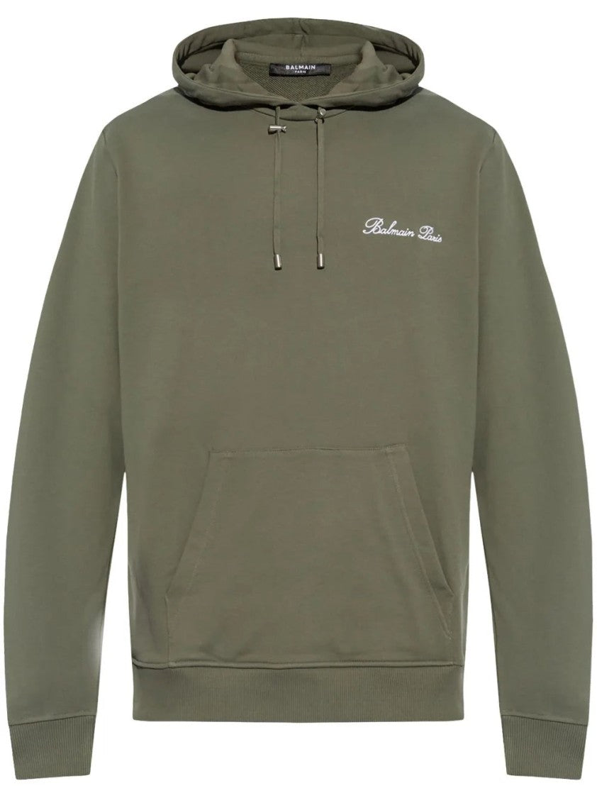 Balmain Logo-Embroidered Drawstring Hoodie