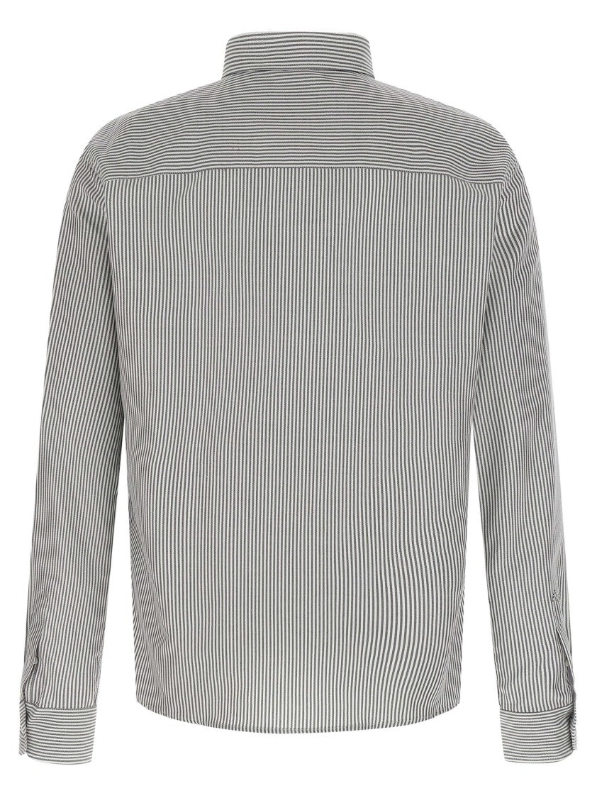 Ami Button-Down Striped Oxford Shirt With Embroidered Logo