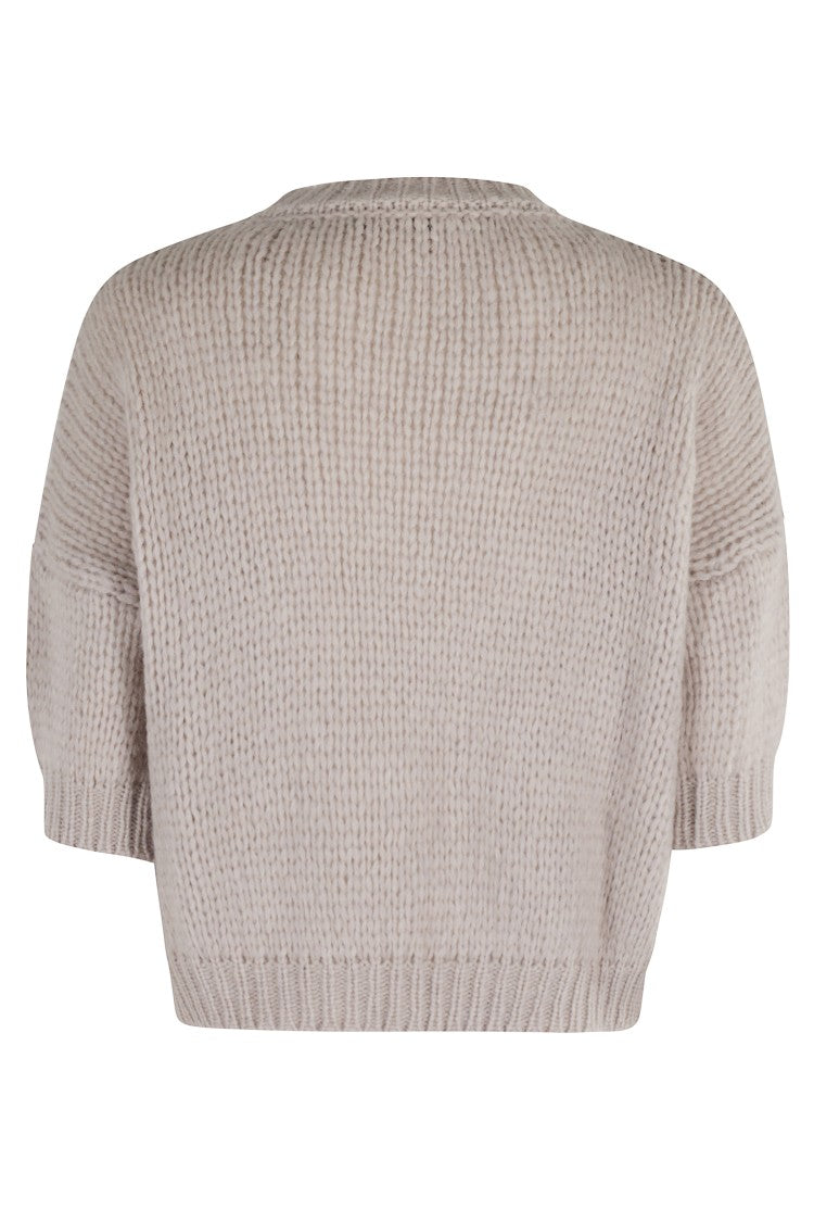 Roberto Collina Three-Quarter Sleeve Textured Knit Sweater