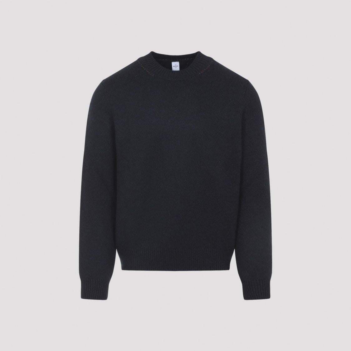 Berluti Dark Blue Cashmere Pullover With Leather Detailing