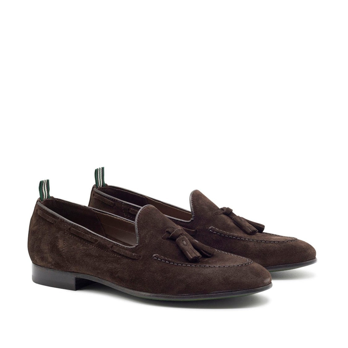 Green George Brown Unlined Suede Moccasin With Tassels