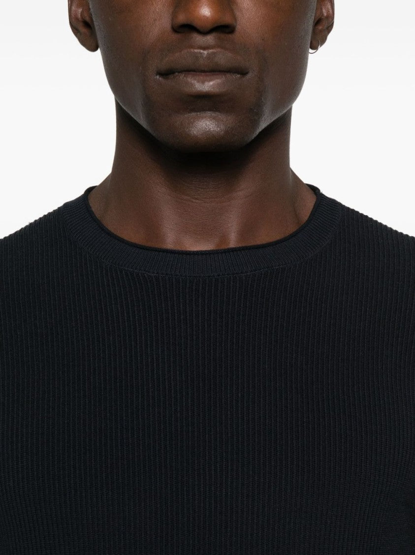 Peuterey Ribbed Knit Black Crew Neck Sweater