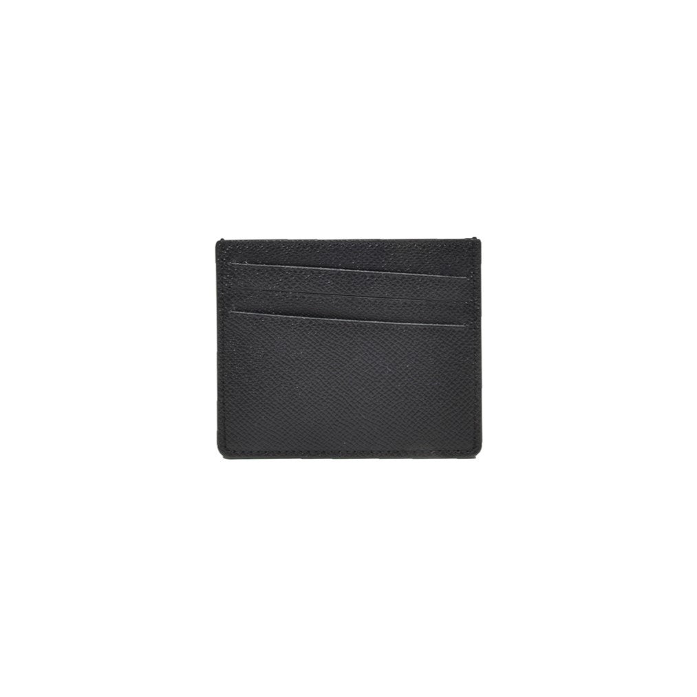 Maison Margiela Black Double-Weave Leather Card Holder With Asymmetrical Texture