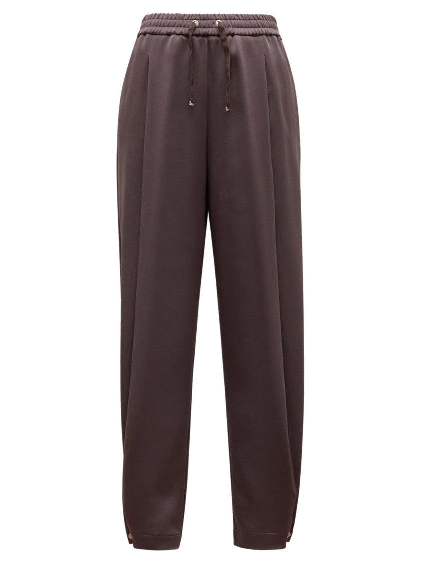 Herno Tailored Brown Jogger Pants With Grosgrain Drawstring