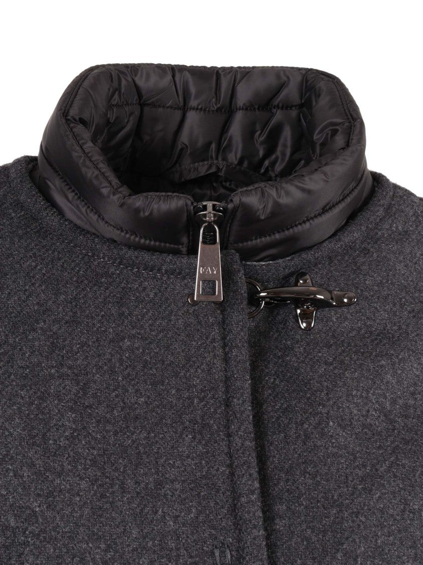 Fay Boxy Dark Grey Wool Cape