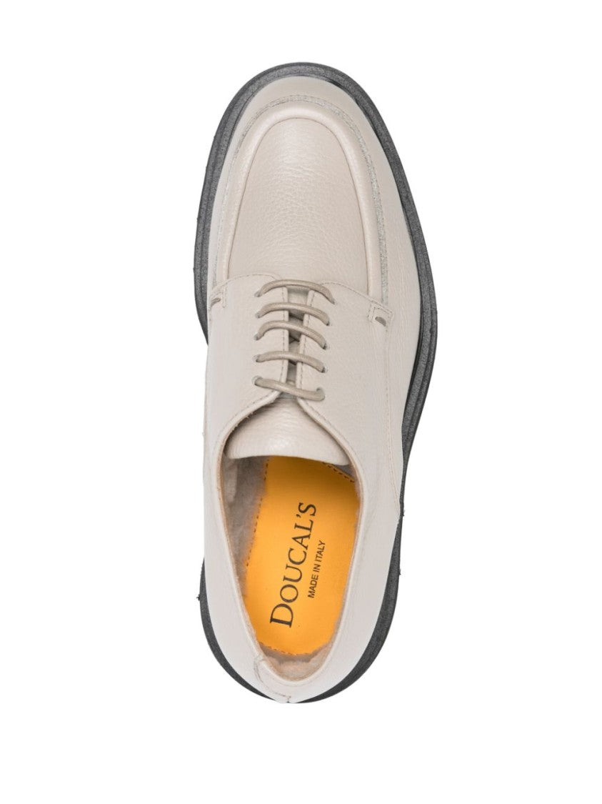 Doucal's Refined Grey Leather Loafers With Modern Sole