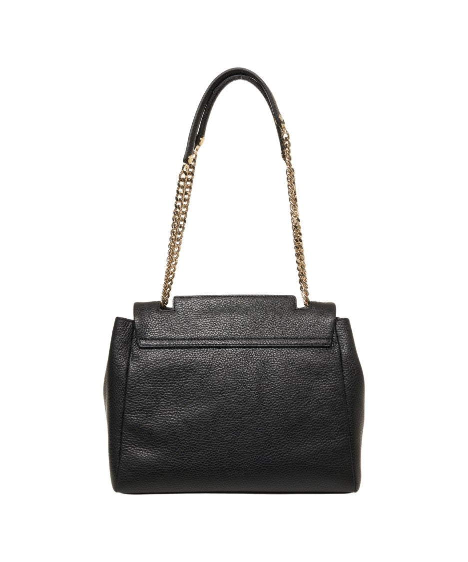 Orciani Hammered Leather Shoulder Bag With Gold Chain Straps