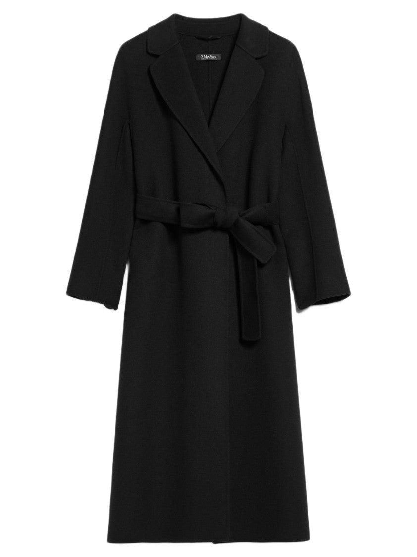 Max Mara Mid-Length Black Wool Coat With Kimono Sleeves