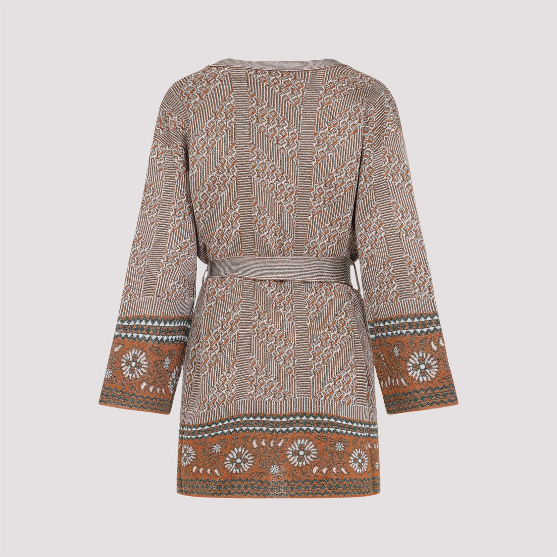 Valentino Beige Viscose Cardigan With Lurex Geometric Pattern