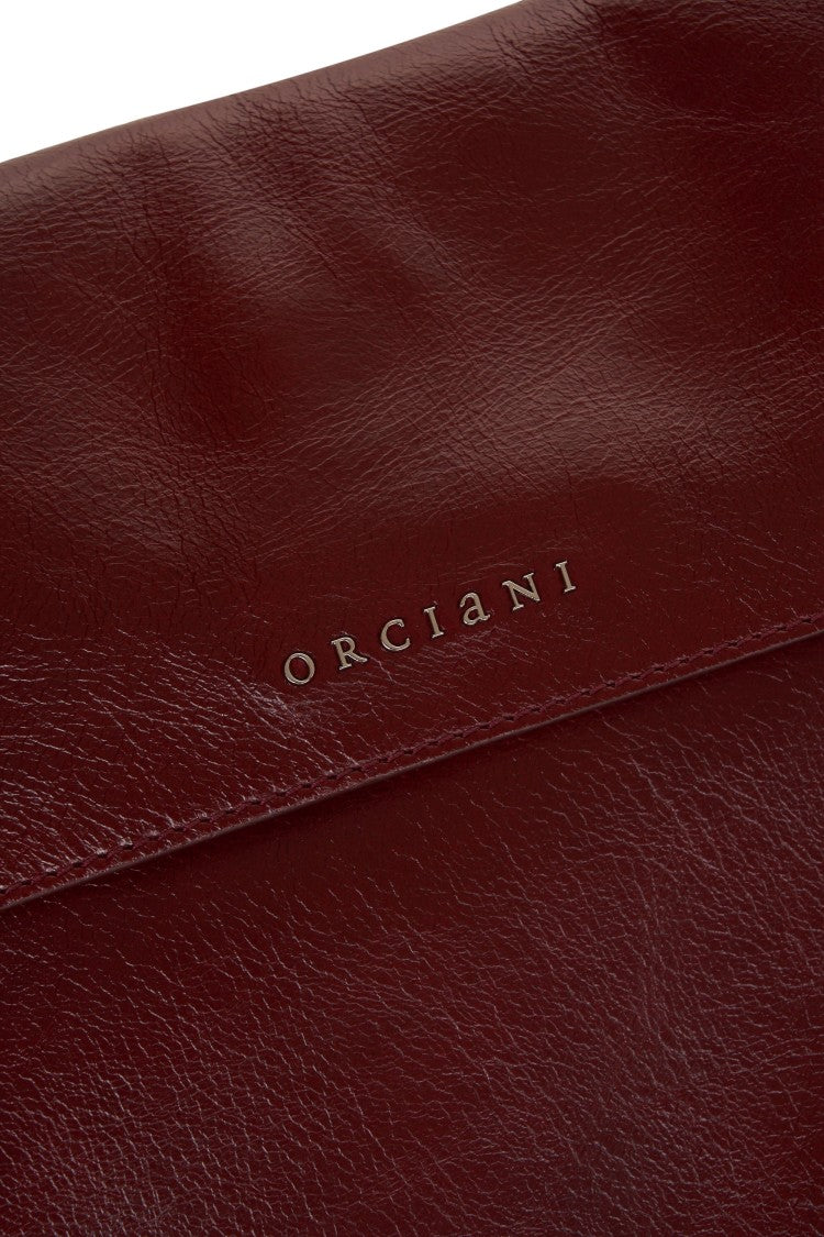 Orciani Burgundy Smooth Leather Shoulder Bag With Chain Straps