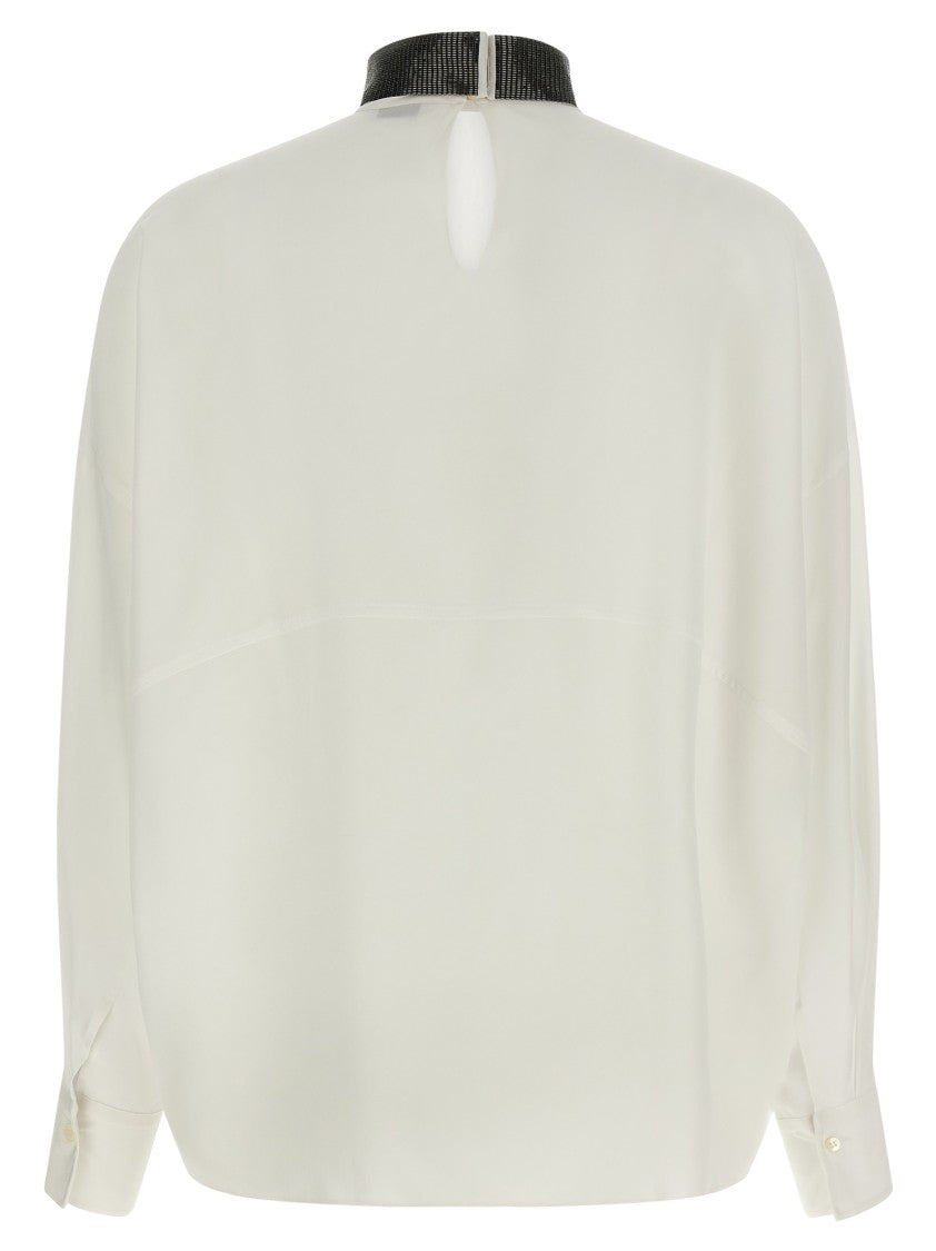 Brunello Cucinelli High Neck Silk Blouse