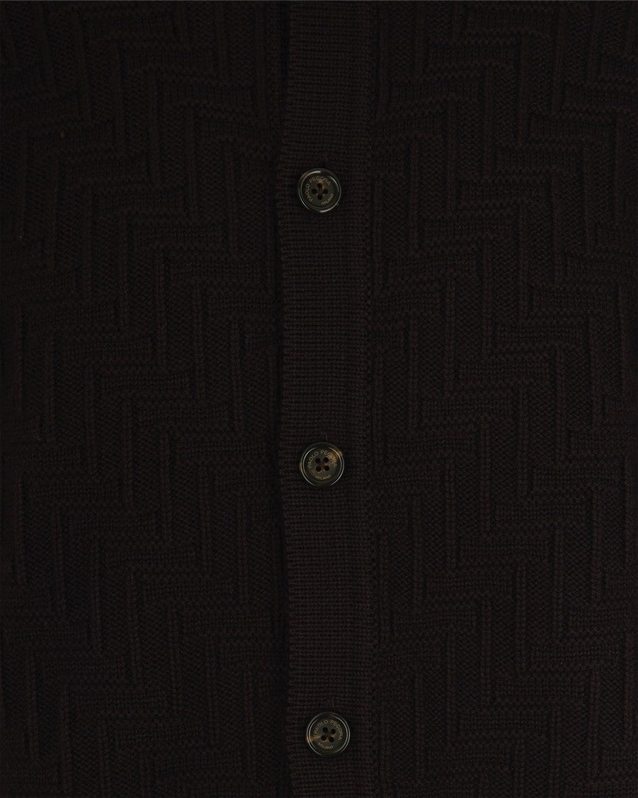 Paolo Pecora Brown Knit Cardigan