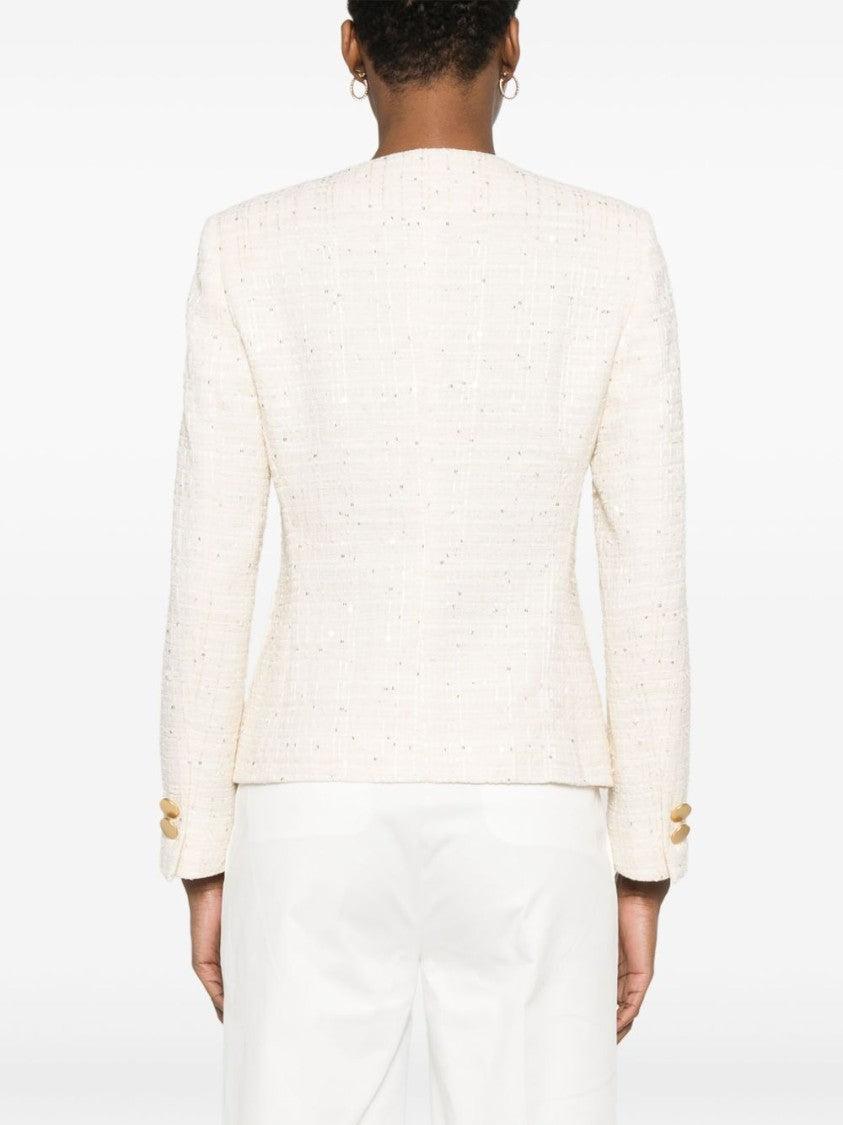 Tagliatore Beige Double-Breasted Jacket With Gold-Tone Buttons
