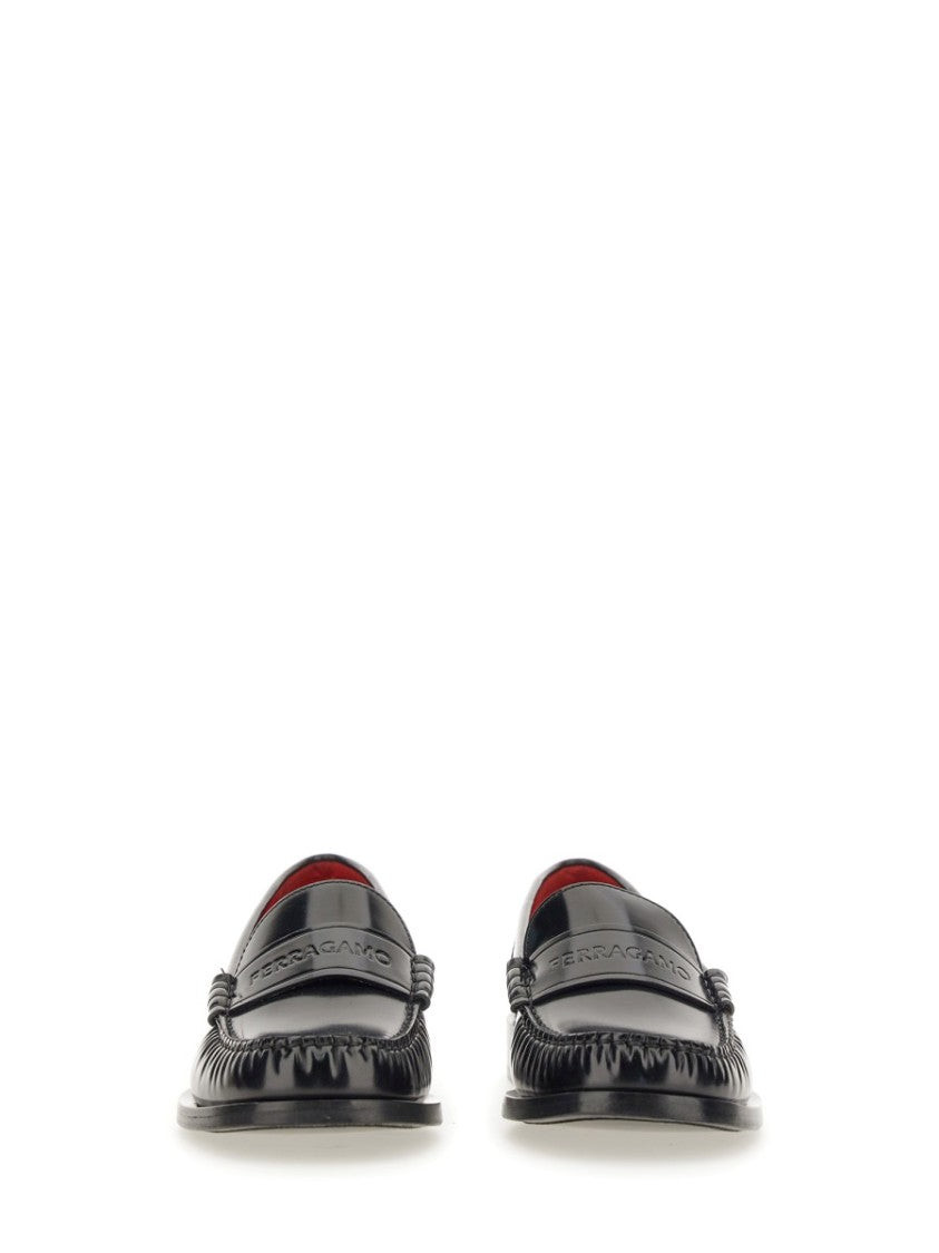 Ferragamo Black Leather Loafers