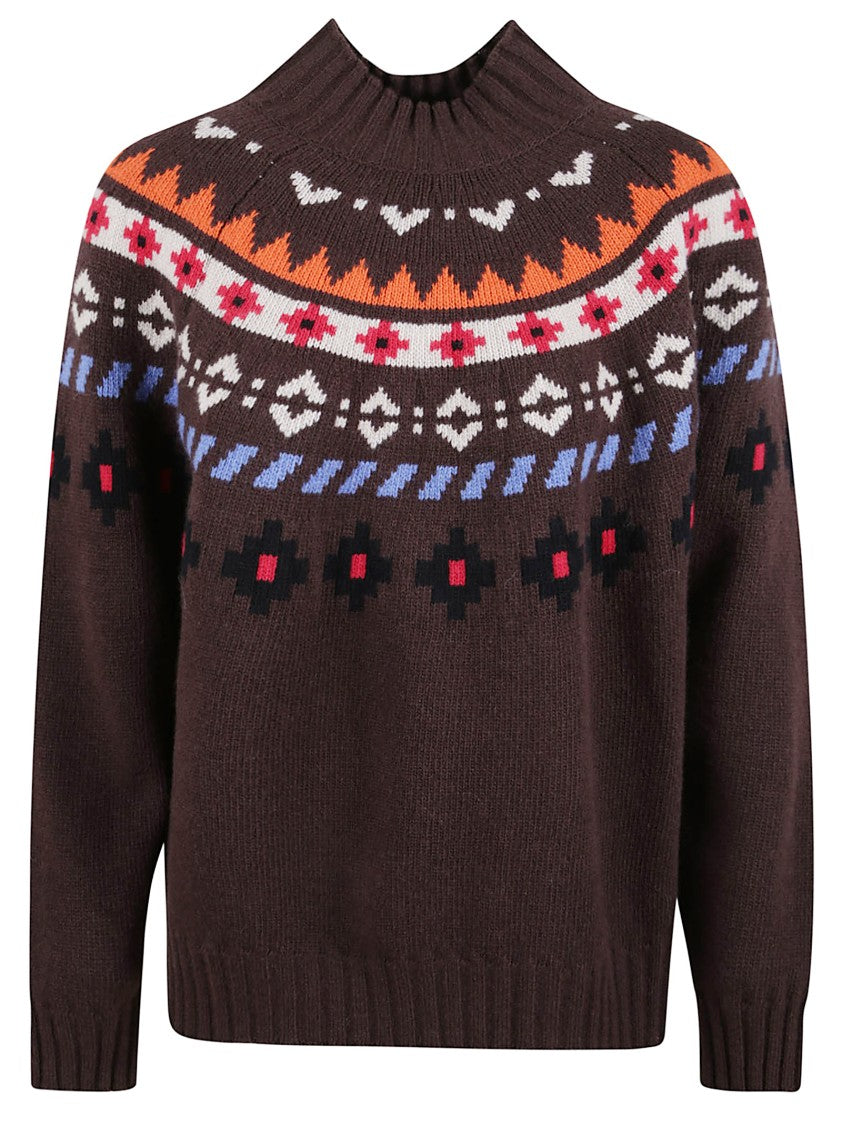 Max Mara Jacquard Pattern Wool Blend Sweater
