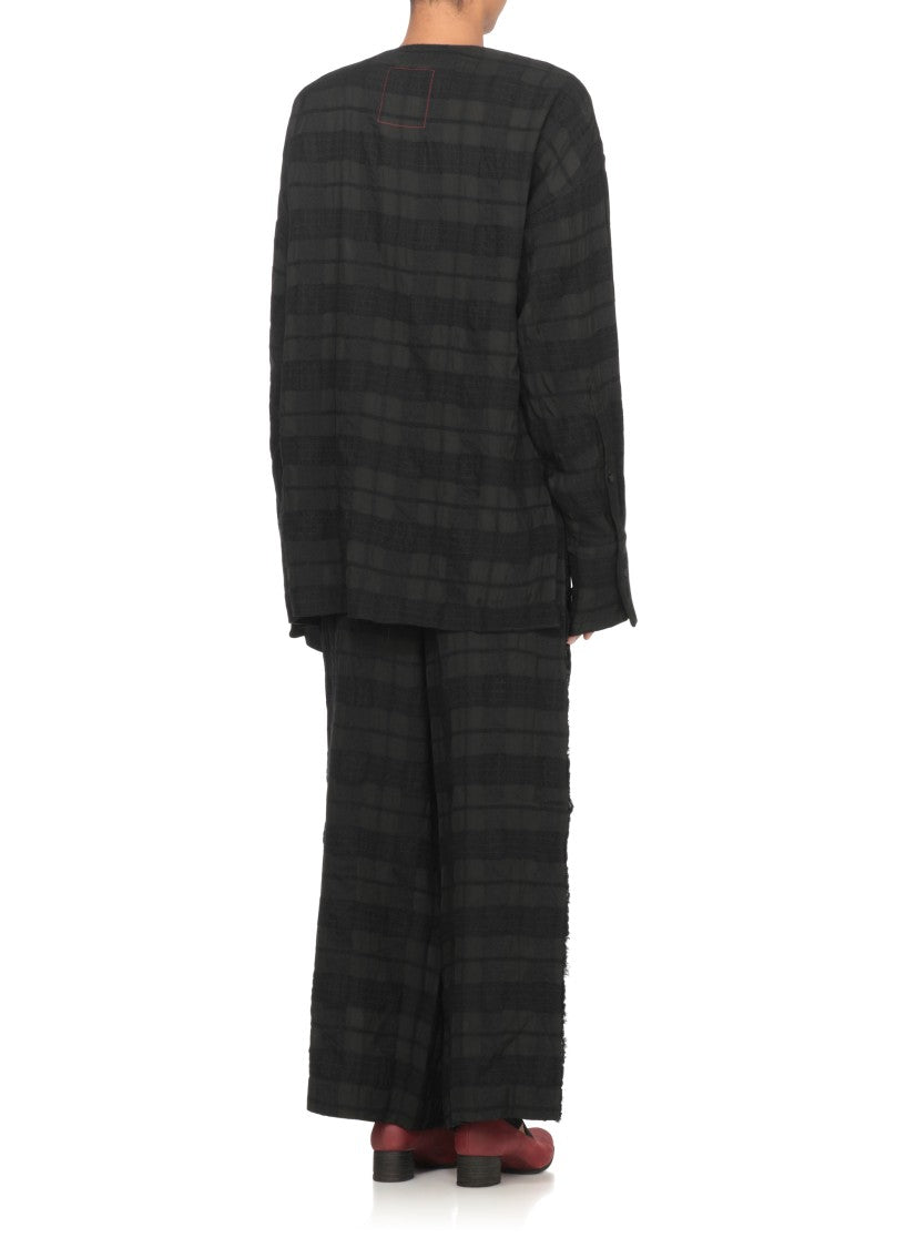 Uma Wang Asymmetric Ruffle-Detail Wool Blend Blouse By Uma Wang