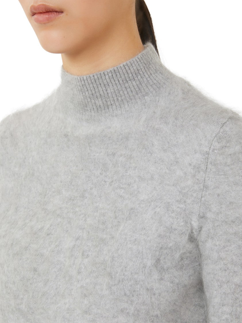 Max Mara Cropped Cashmere Sweater With High Ribbed Neckline
