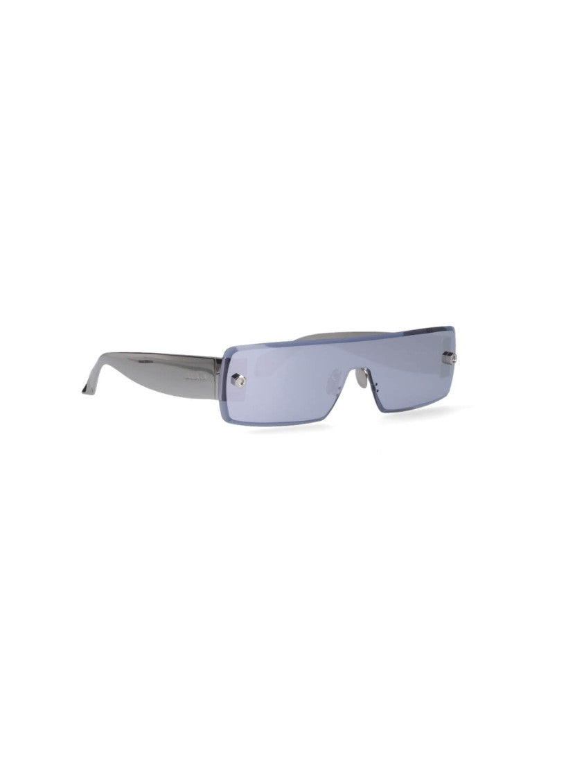 Alaïa Narrow Rectangular Mask-Style Sunglasses With Embossed Logo