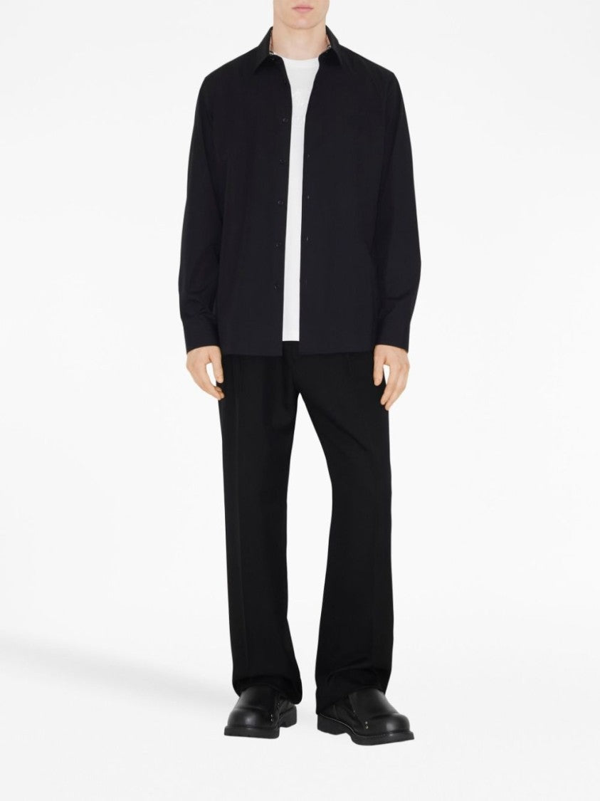Burberry Black Checked Cotton Shirt With Classic Collar