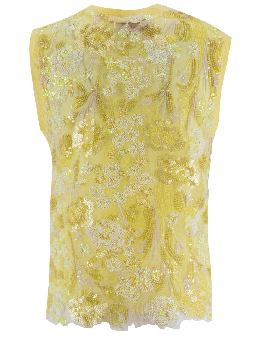 Ermanno Firenze Round-Neck Camisole With Floral Sequin Detailing