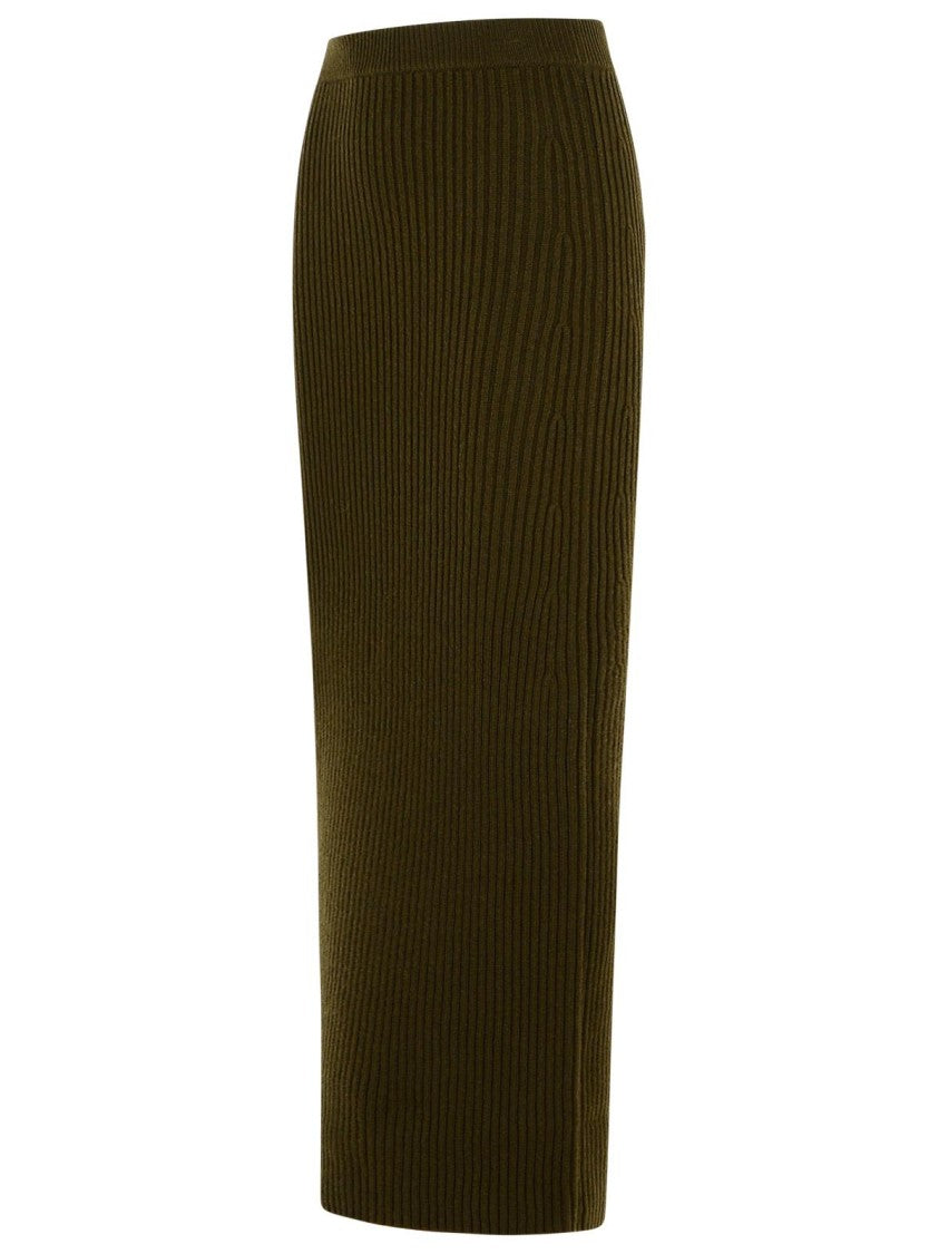 Max Mara Moss Green Wool/Cachemire 'Boris 1234' Sheath Skirt