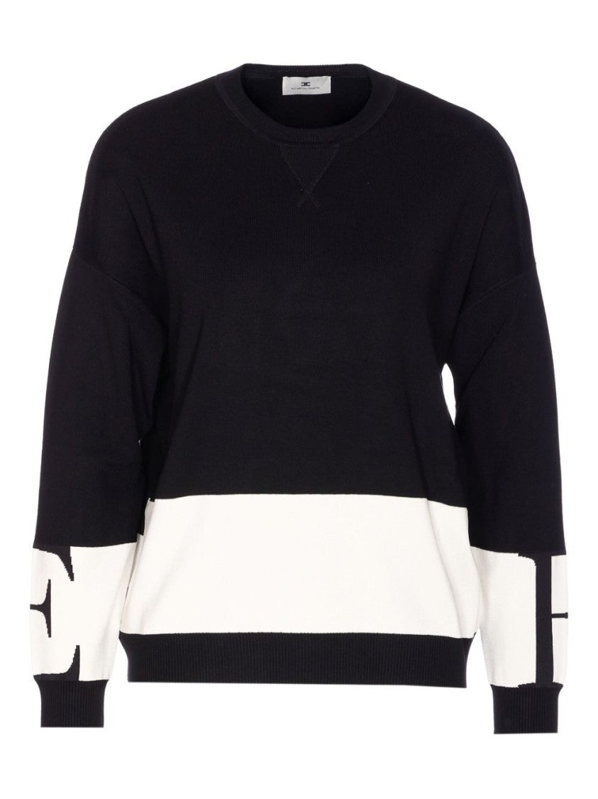 Elisabetta Franchi Graphic-Design Relaxed Fit Sweatshirt With Ribbed Details