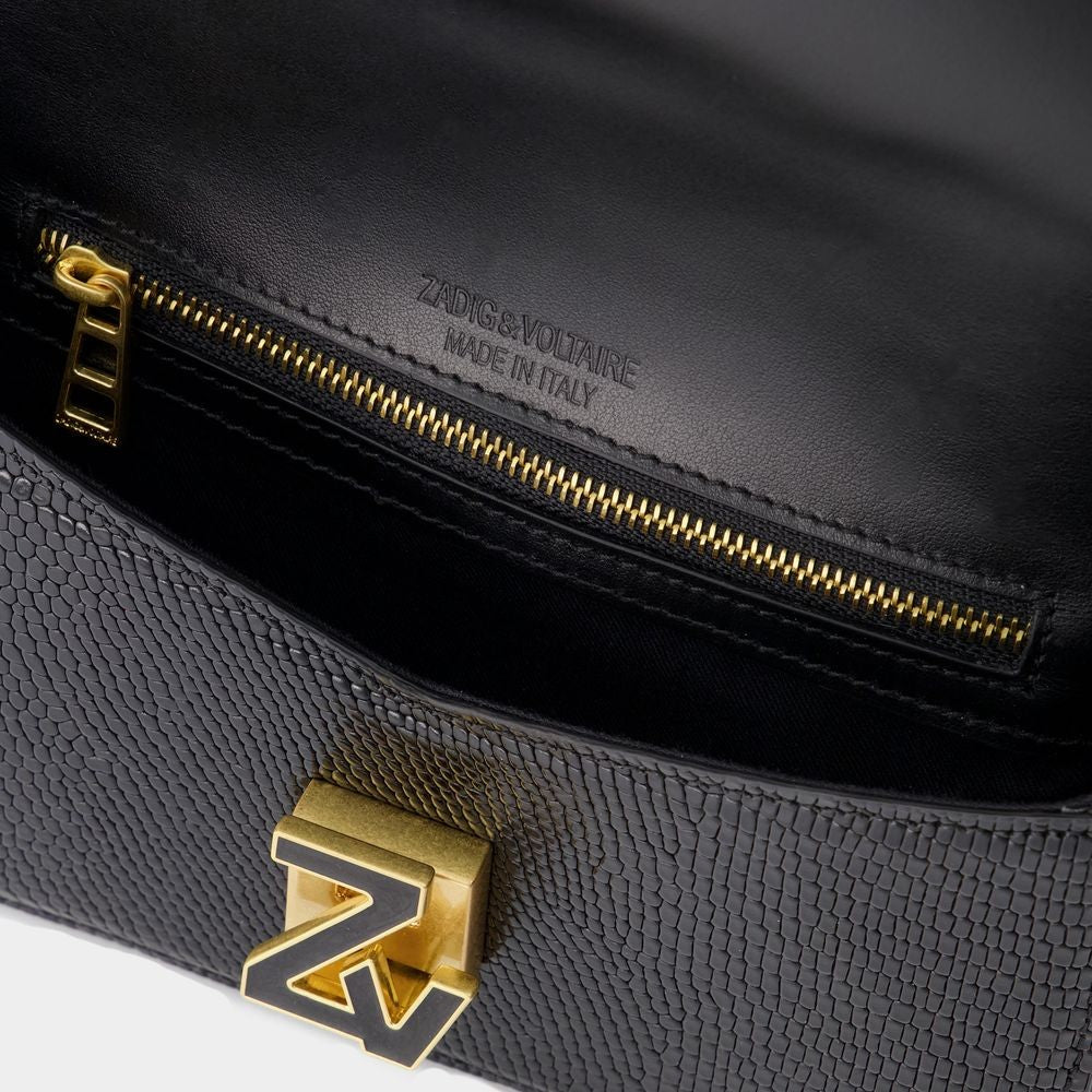 Zadig & Voltaire Zv Le Mini Hobo Bag  - Black - Croc Embossed Leather